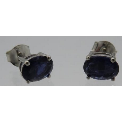 413 - A pair of iolite stud earrings, backs marked 925, approx weight 1. 4 grams.
Condition report: Good c... 