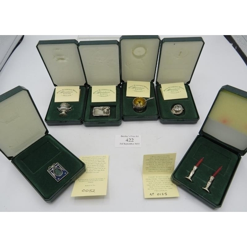 422 - 'The Royal Tunbridge Wells Miniatures', comprising of six hallmarked sterling silver pieces, by Manu... 