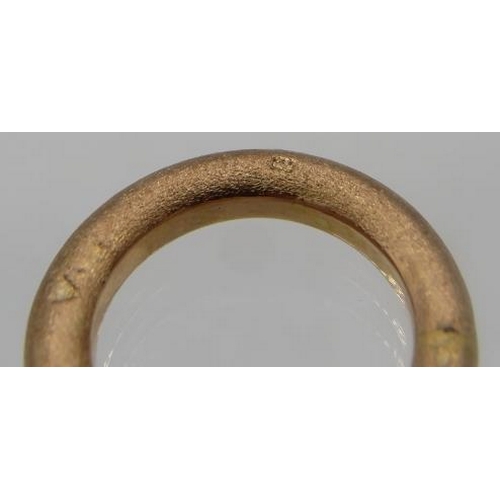 441 - Three stacking rings, probably gold, rose gold & silver. Indistinct marks but one possibly marked 58... 