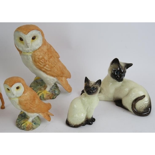 47 - A collection of Beswick pottery animals including horses, owls and cats. Tallest 19cm. (9).
Conditio... 