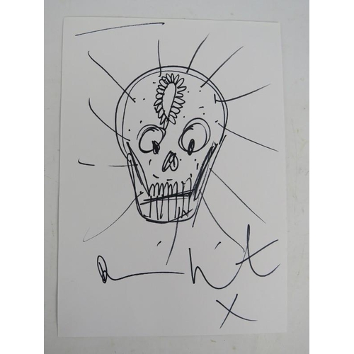 503 - Damien Hirst (British, b.1965) - 'Skull', black ink on white card, signed, with authentication label... 