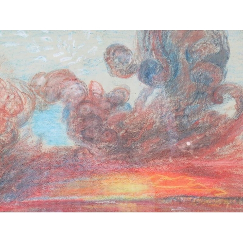 520 - Attributed to Amedee Ozenfant (French, 1886-1966) - 'Blazing Sun Over Landscape', wax crayon, labels... 