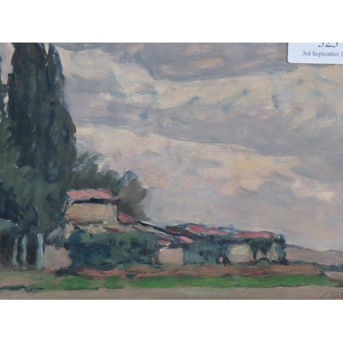 525 - French School (20th century) - 'Rural landscape', oil, indistinctly signed, 17cm x 22cm, framed.
Con... 