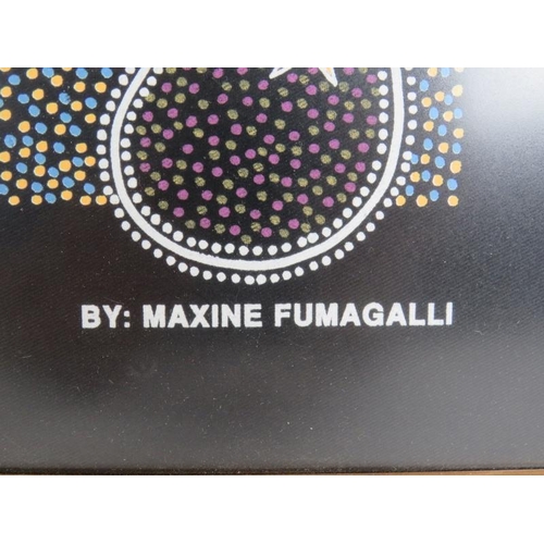 565 - Maxine Fumagalli (Contemporary Aboriginal Artist) - 'Rainbow Dolphin', dot painting, named and title... 