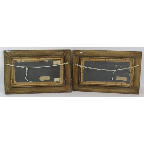 569 - H. Colls (20th century) - 'Hunt Scenes', a pair, oils on board, one signed, 17cm x 34cm, framed.
Con... 