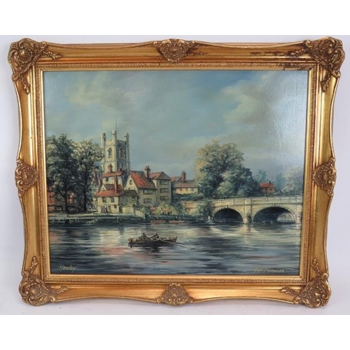 577 - Max Parsons (1915-1998) - 'Henley', oil on board, signed, titled, 40cm x 50cm, framed.
Condition rep... 