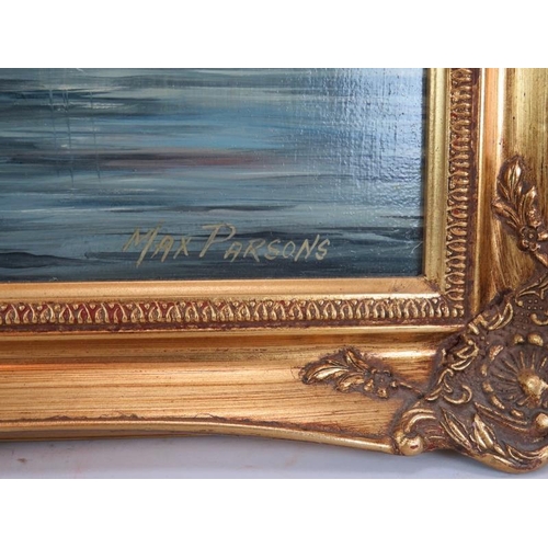 577 - Max Parsons (1915-1998) - 'Henley', oil on board, signed, titled, 40cm x 50cm, framed.
Condition rep... 