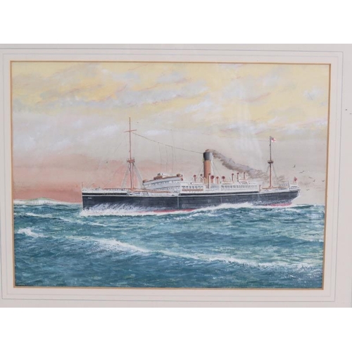 578 - Ian Cameron (1970s) - 'T.S.S. MAHANA', watercolour, signed and dated 1974, label verso, 33cm x 47cm,... 