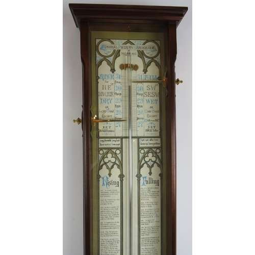 60 - A contemporary copy of an Admiral Fitzroy barometer in mahogany case with instructions. Height 97cm.... 