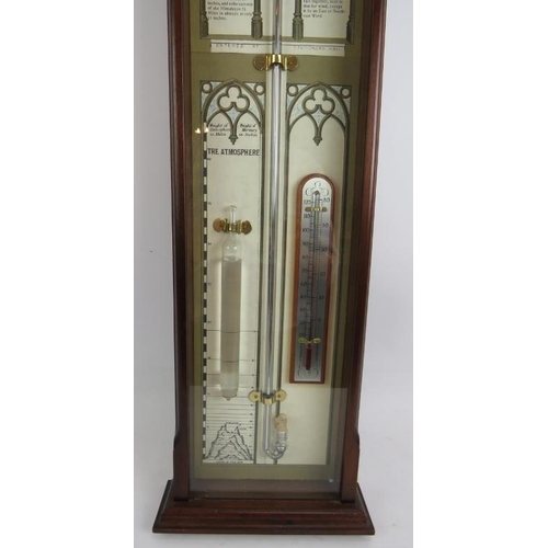 60 - A contemporary copy of an Admiral Fitzroy barometer in mahogany case with instructions. Height 97cm.... 