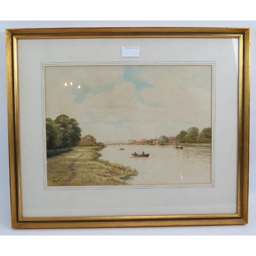 600 - George Oyston (1861-1937) - 'Kingston Bridge, Kingston, Surrey', watercolour, signed, old hand writt... 