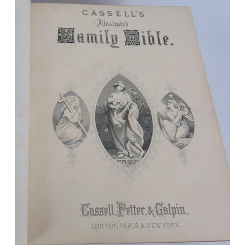 81 - Two 1930s bound Volumes of theatre programmes, a late 19th century Cassell's Family Bible and a leat... 