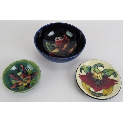 86 - Three small Moorcroft pottery bowls, one signed NJS, 1998. Largest 13.5cm diameter.
Condition report... 