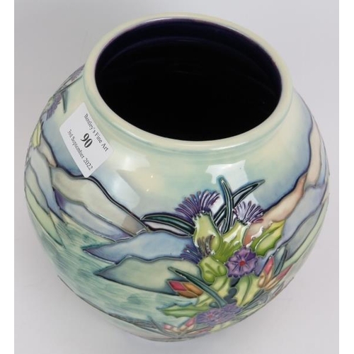 90 - A Moorcroft pottery design studio vase with seashore pattern, signed M.A.G. Height 21cm. The Moorcro... 