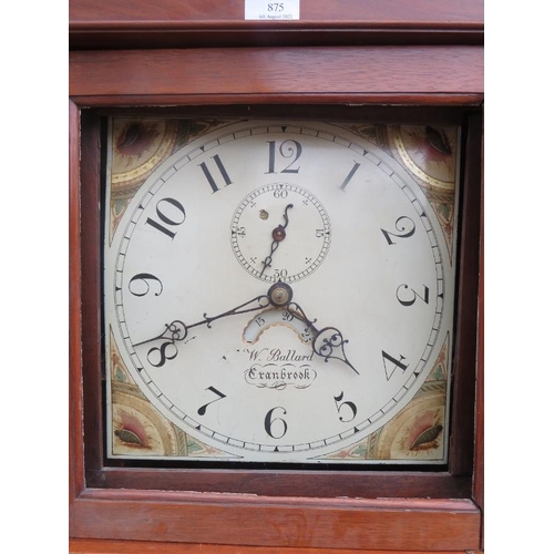 863 - A Georgian mahogany 30-hour striking longcase clock by W Ballard of Cranbrook, having moulded cornic... 