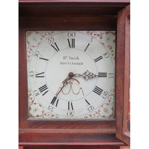 868 - A Georgian oak 30-hour longcase clock by Robert Smith of Nottingham, having Greek key cornice above ... 