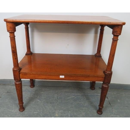 733 - A Victorian walnut two-tier buffet on tapering turned supports. 
Condition report: Various minor mar... 