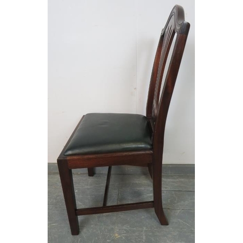 796 - A set of six Edwardian dining chairs in the manner of Hepplewhite, with pierced back splats and drop... 