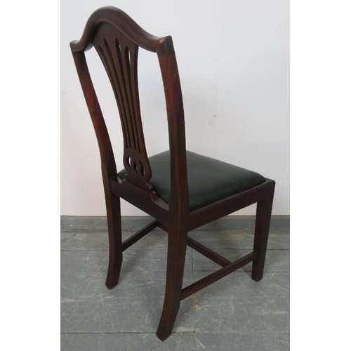 796 - A set of six Edwardian dining chairs in the manner of Hepplewhite, with pierced back splats and drop... 