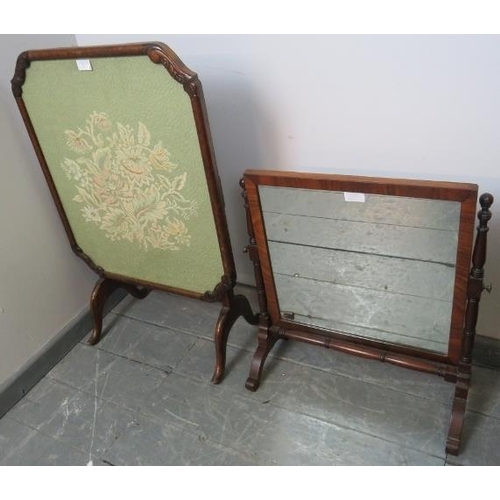 817 - An Edwardian mahogany swing vanity mirror, on faux bamboo supports, together with a turn of the cent... 