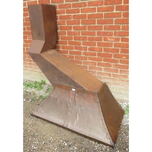 853 - An Arts & Crafts riveted copper fire hood with bespoke steel flue.
Condition report: Various minor d... 