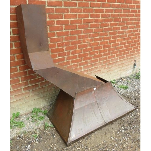 853 - An Arts & Crafts riveted copper fire hood with bespoke steel flue.
Condition report: Various minor d... 