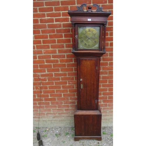 860 - An 18th century oak 30-hour longcase clock by Stephenson of Congleton, the scrolled pediment with ce... 