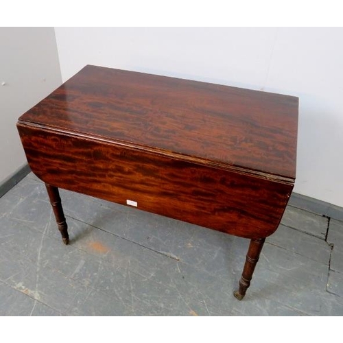 861 - An early Victorian mahogany Pembroke table of good colour, with single drawer and dummy drawer oppos... 