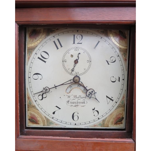 863 - A Georgian mahogany 30-hour striking longcase clock by W Ballard of Cranbrook, having moulded cornic... 