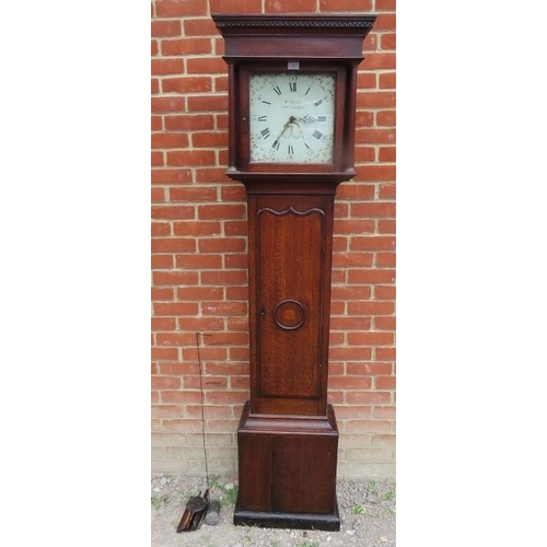 868 - A Georgian oak 30-hour longcase clock by Robert Smith of Nottingham, having Greek key cornice above ... 