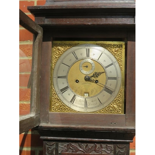 883 - A 18th century 8-day striking longcase clock by Robert Henderson of Scarborough, the engraved brass ... 