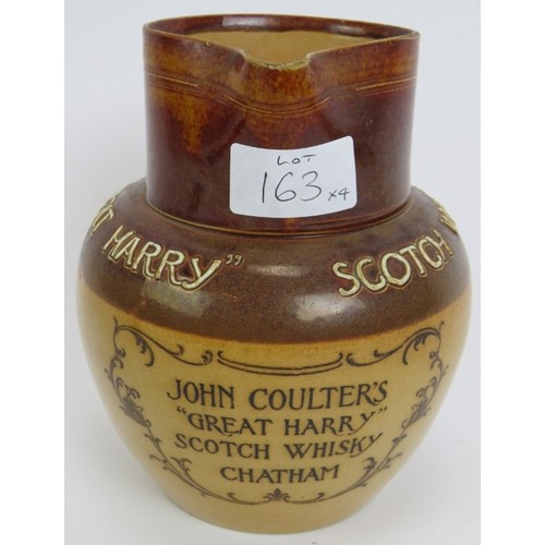 163 - A rare Doulton Lambeth stoneware jug for John Coulter's Great Harry Scotch Whisky Chatham, a stonewa... 