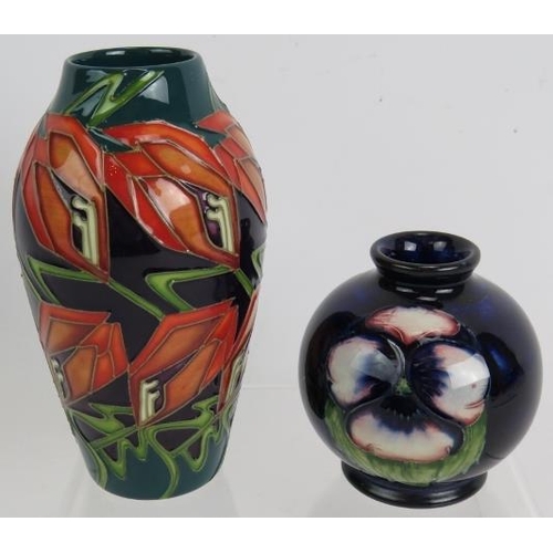 10 - A small 1930s/40s Moorcroft pottery small squat vase in Pansy design and a contemporary Moorcroft po... 