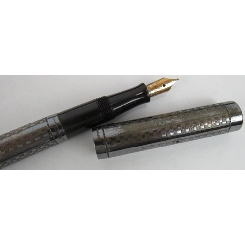 101 - A vintage Waterman's Ideal fountain pen with 9ct gold band and leather case, a sterling silver Water... 