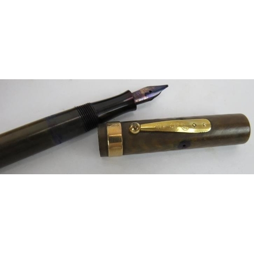 101 - A vintage Waterman's Ideal fountain pen with 9ct gold band and leather case, a sterling silver Water... 