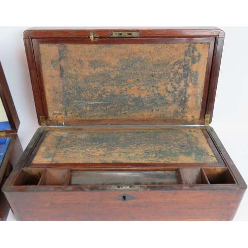 102 - A 19th century Mahogany writing slope with brass fittings and a 19th Century Rosewood sewing box wit... 