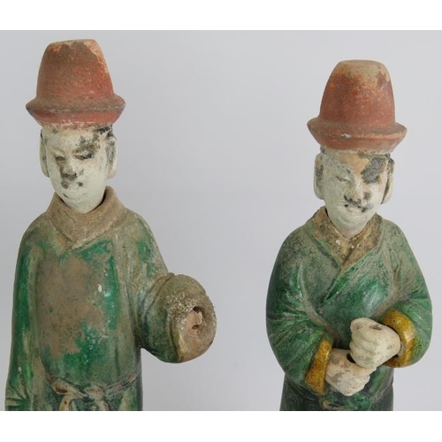 114 - A pair of antique Chinese Sancai funerary figures believed to be Ming Dynasty, 16th Century (2). Tal... 