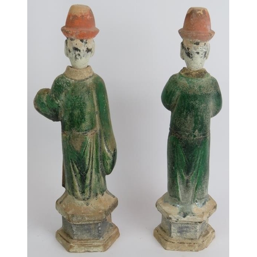 114 - A pair of antique Chinese Sancai funerary figures believed to be Ming Dynasty, 16th Century (2). Tal... 