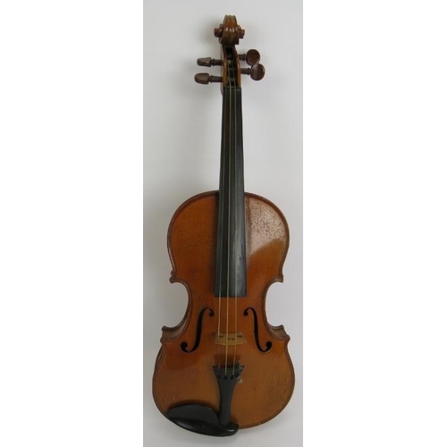 118 - A good quality Hawkes & Sons Tyrolese violin 4/4, c1930. Original case, 2 bows, spare bridge etc.
Co... 