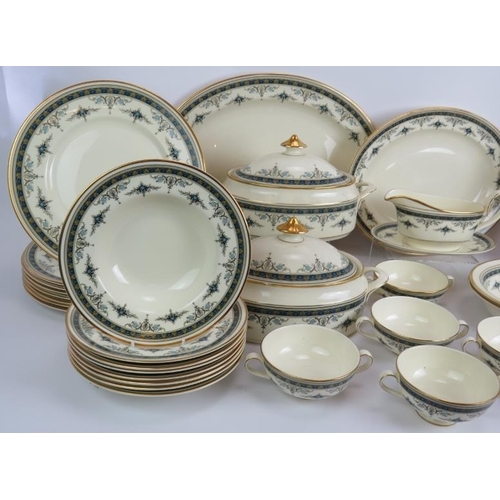 121 - A 55 piece 8 setting Minton dinner service in Grasmere pattern including 3 sizes of plates, 2 sizes ... 