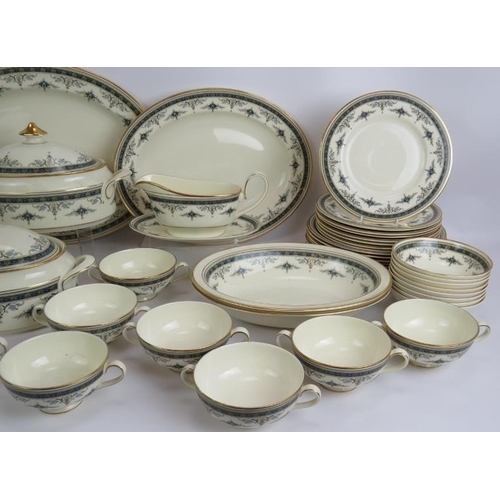 121 - A 55 piece 8 setting Minton dinner service in Grasmere pattern including 3 sizes of plates, 2 sizes ... 