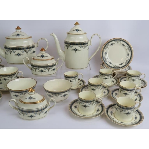 122 - A 45 piece Minton tea and coffee set in Grasmere pattern including tea pot, coffee pot, sugar bowls,... 