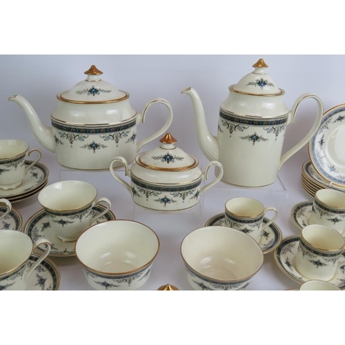 122 - A 45 piece Minton tea and coffee set in Grasmere pattern including tea pot, coffee pot, sugar bowls,... 