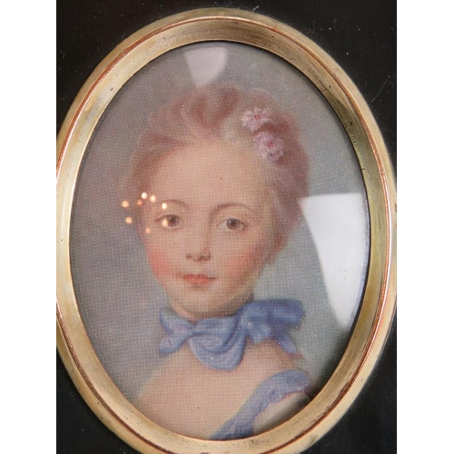 123 - A 19th century miniature portrait of a gentleman mounted in a bronzed metal easel frame, a similar p... 