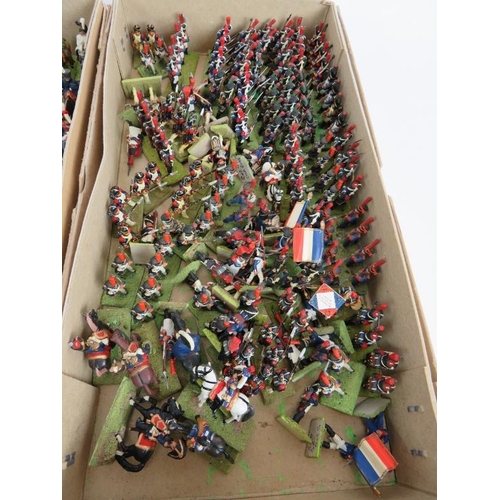 150 - Four boxes of hand painted metal model Napoleonic French infantry soldiers and officers. Tallest 48m... 