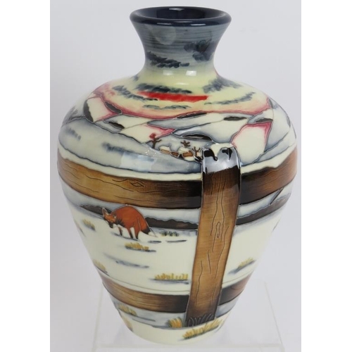 157 - A Moorcroft pottery vase, 'Who Goes There?' by Anji Davenport. Height 18cm. Signed to base. 
Conditi... 