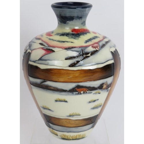 157 - A Moorcroft pottery vase, 'Who Goes There?' by Anji Davenport. Height 18cm. Signed to base. 
Conditi... 