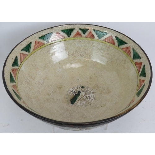 16 - A 19th century Chinese Famille Rose porcelain bowl and with crackle glaze finish. Diameter 26cm. Mar... 