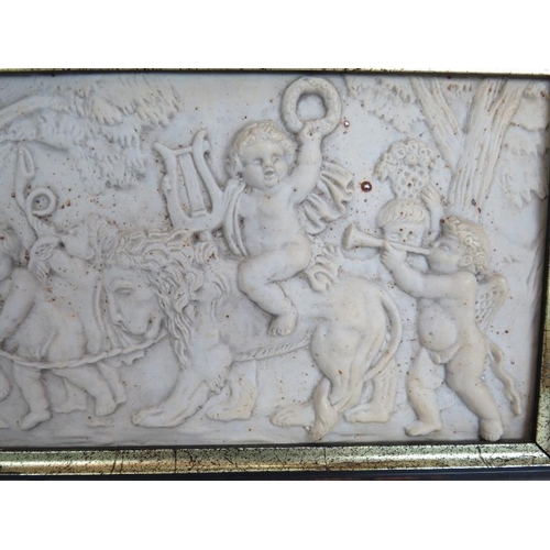 175 - A period style Parian ware classical relief plaque featuring a troupe of cherubs. Overall dimensions... 