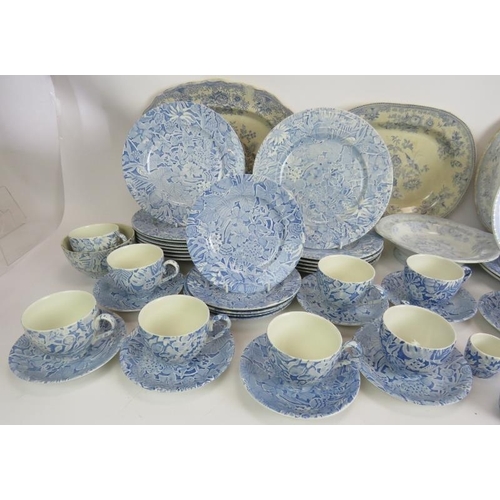 187 - A large quantity of blue and white table ware including Burleigh Scilla pattern, Spode Camilla patte... 